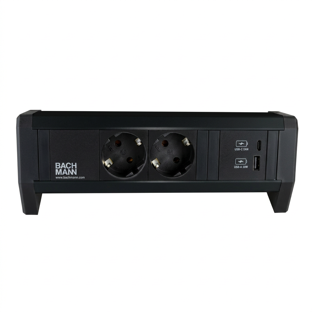 Bachmann Desk 1, 2x 230v, 1x USB A+C - Zwart